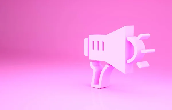 Pinkfarbenes Megaphon-Symbol isoliert auf rosa Hintergrund. Lautsprecherzeichen. Minimalismus-Konzept. 3D Illustration 3D Renderer — Stockfoto