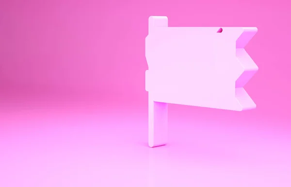 Bandera rosa con icono de pelota de béisbol aislado sobre fondo rosa. Concepto minimalista. 3D ilustración 3D render — Foto de Stock