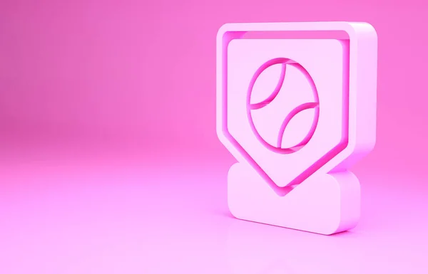 Pink Baseball base icoon geïsoleerd op roze achtergrond. Minimalisme concept. 3d illustratie 3D renderen — Stockfoto
