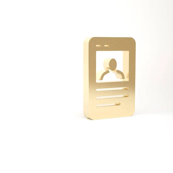 Złota ikona karty baseballowej odizolowana na białym tle. Ilustracja 3D 3D renderowania — Zdjęcie stockowe