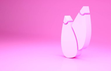 Pembe arka planda özel bir bitki simgesinin pembe tohumları. Minimalizm kavramı. 3d illüstrasyon 3B canlandırma