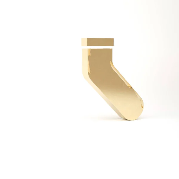 Золотой бейсбольный носок значок изолирован на белом фоне. 3D-рендеринг — стоковое фото
