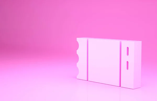 Ícone de bilhete de beisebol rosa isolado no fundo rosa. Conceito de minimalismo. 3D ilustração 3D render — Fotografia de Stock