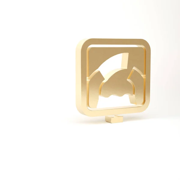 Gold Drawbridge framåt ikonen isolerad på vit bakgrund. Vägskylt. 3D-återgivning för 3D — Stockfoto