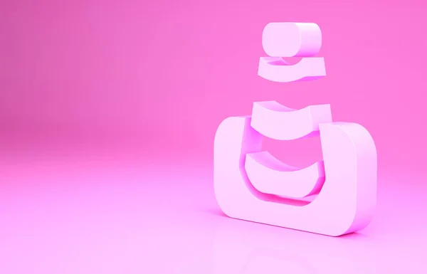 Icono de cono de tráfico rosa aislado sobre fondo rosa. Concepto minimalista. 3D ilustración 3D render —  Fotos de Stock