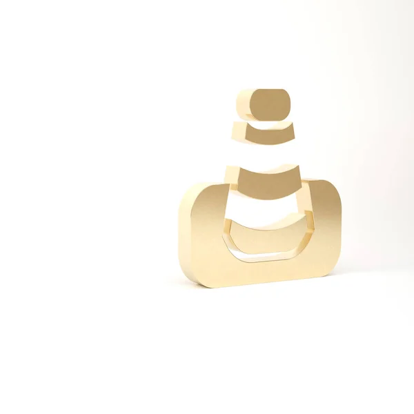 Χρυσό εικονίδιο κώνου κυκλοφορίας απομονωμένο σε λευκό φόντο. 3d απεικόνιση 3D καθιστούν — Φωτογραφία Αρχείου