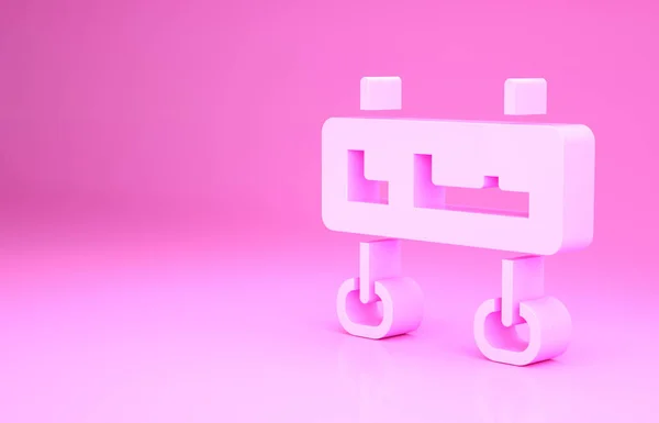 Dopravní značka Pink Road. Ikona ukazatele izolovaná na růžovém pozadí. Symbol ukazatele. Izolovaný informační nápis ulice. Směrovací značka. Minimalismus. 3D ilustrace 3D vykreslení — Stock fotografie