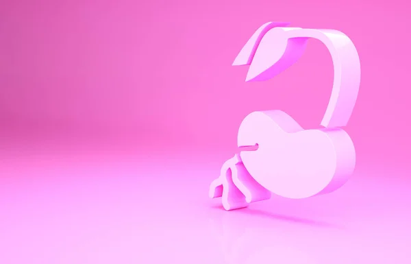Icono de Pink Sprout aislado sobre fondo rosa. Semillas y plántulas. Firma de hojas. La naturaleza de la hoja. Concepto minimalista. 3D ilustración 3D render —  Fotos de Stock