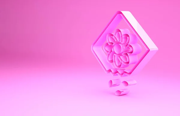 분홍색 배경에 특별 한 식물 아이콘의 씨앗 이 가득 들어 있는 분홍색 팩. 미니멀리즘의 개념입니다. 3d 삽화 3D 렌더링 — 스톡 사진
