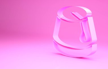 Pembe Türk şapka ikonu pembe arka planda izole edilmiş. Minimalizm kavramı. 3d illüstrasyon 3B canlandırma