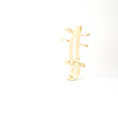 Beyaz arka planda izole edilmiş altın Arap kılıç ikonu. 3d illüstrasyon 3B canlandırma