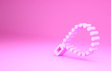 Pembe tespih, pembe arka planda izole edilmiş dini bir simge. Minimalizm kavramı. 3d illüstrasyon 3B canlandırma