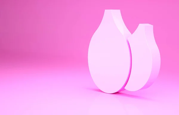 핑크 호박 씨앗 아이콘은 핑크 배경에 분리되어 있습니다. 미니멀리즘의 개념입니다. 3d 삽화 3D 렌더링 — 스톡 사진