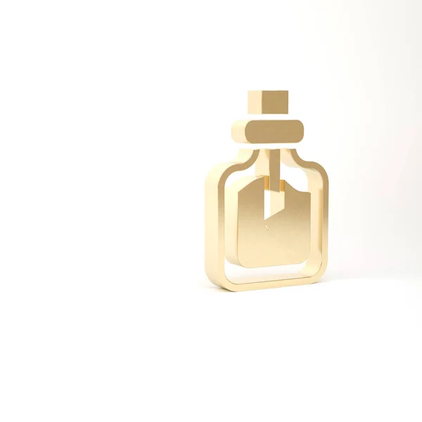 Ícone de perfume de ouro isolado no fundo branco. 3D ilustração 3D render — Fotografia de Stock