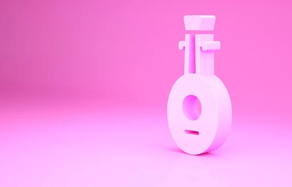 Pink Musikinstrument Laute Symbol isoliert auf rosa Hintergrund. Arabische, orientalische, griechische Musikinstrumente. Minimalismus-Konzept. 3D Illustration 3D Renderer — Stockfoto