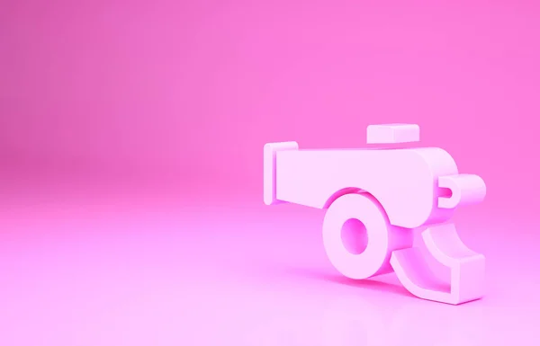 Icono de cañón de Ramadán rosa aislado sobre fondo rosa. Concepto minimalista. 3D ilustración 3D render —  Fotos de Stock