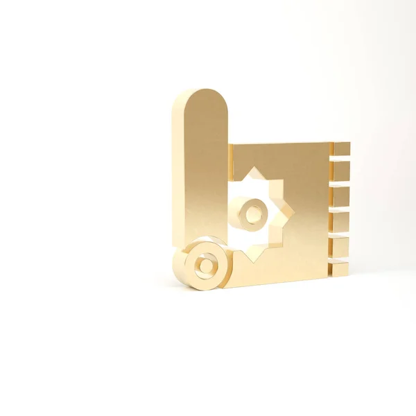 Gold Traditional carpet culture ramadan arabic islamic celebration icon isolated on white background. 3d illustration 3D render — Stock Photo, Image