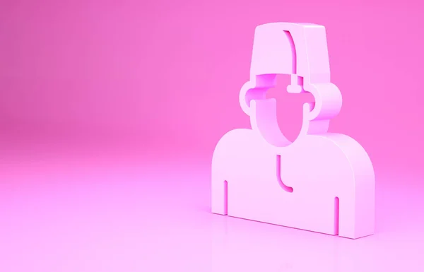 Pink Muslim man icoon geïsoleerd op roze achtergrond. Minimalisme concept. 3d illustratie 3D renderen — Stockfoto