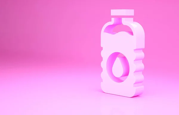 Garrafa rosa de ícone de água isolado no fundo rosa. Sinal de bebida com refrigerante. Conceito de minimalismo. 3D ilustração 3D render — Fotografia de Stock