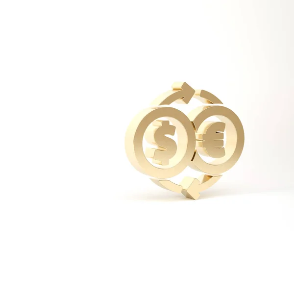 Ікона обміну золотими грошима ізольована на білому тлі. Євро і Долар - символ грошового переказу. Банківський знак. 3D-рендеринг — стокове фото