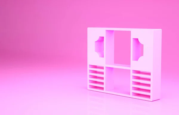 Pink Stacks icona denaro cartaceo isolato su sfondo rosa. Banconote metalliche. Valuta Bill. Concetto minimalista. Illustrazione 3d rendering 3D — Foto Stock