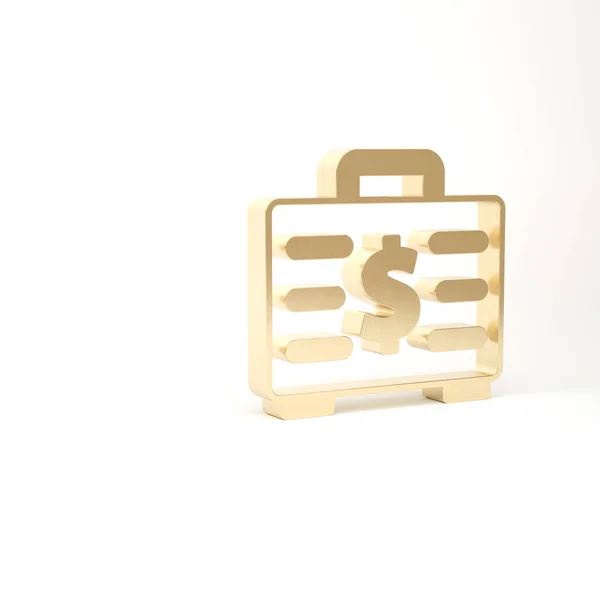금 가방 과 돈의 아이콘은 흰 배경에서 분리되었습니다. 사업 관련 서류요. 사업 포트폴리오. 3d 삽화 3D 렌더링 — 스톡 사진