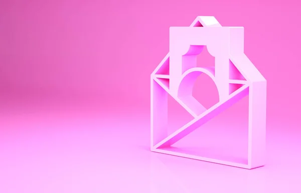 Pinkfarbener Umschlag mit Münzdollar-Symbol auf rosa Hintergrund. Gehaltserhöhung, Gehaltsabrechnung, Vergütungseinkommen. Minimalismus-Konzept. 3D Illustration 3D Renderer — Stockfoto