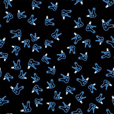 Elektrikli sıcak yapıştırıcı tabancası simgesi siyah arkaplanda izole edilmiş. Sıcak tabanca yapıştırıcısı. Sıcak tamir aletleri silikon. Vektör