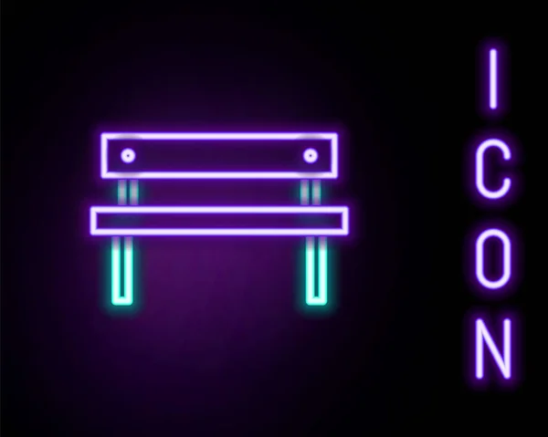 Icona Luminosa Della Linea Neon Bench Isolata Sfondo Nero Concetto — Vettoriale Stock