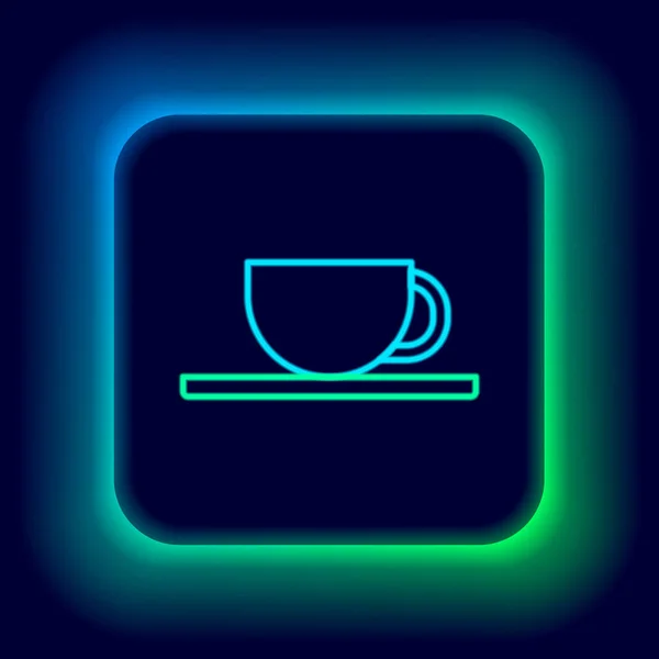 Leuchtende Neon Linie Kaffeetasse Symbol Isoliert Auf Schwarzem Hintergrund Teetasse — Stockvektor