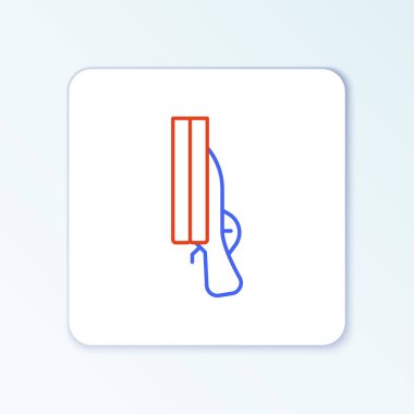 Çizgi Shotgun simgesi beyaz arkaplanda izole edildi. Avcı silahı. Renkli taslak konsepti. Vektör