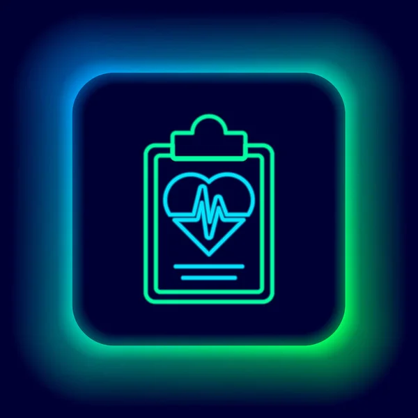 Glowing Neon Line Health Insurance Icon Isolated Black Background Patient — Stock Vector