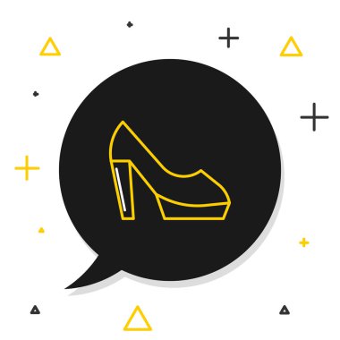 Beyaz arka planda izole edilmiş yüksek topuklu ayakkabı. Renkli taslak konsepti. Vektör