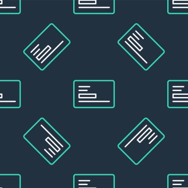 Çizgi ziyaretçi kartı, kartvizit simgesi siyah arka planda izole edilmiş kusursuz desen. Şirket kimlik şablonu. Vektör