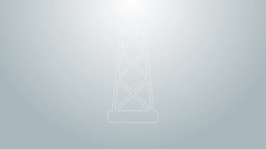 Mavi çizgi anten simgesi gri arkaplanda izole edildi. Radyo anteni kablosuz. Teknoloji ve ağ sinyali radyo anteni. 4K Video hareketli grafik canlandırması