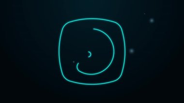 Parlayan neon hattı elektrik prizi simgesi siyah arkaplanda izole edildi. Bağlantı kavramı ve elektriğin kesilmesi. 4K Video hareketli grafik canlandırması