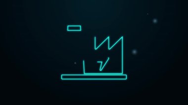 Parlayan neon hattı Nükleer Santral simgesi siyah arkaplanda izole edildi. Enerji endüstrisi konsepti. 4K Video hareketli grafik canlandırması