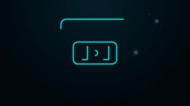 Parlayan neon hattı elektrik çıkış simgesi siyah arkaplanda izole edildi. Elektrik prizi. Rosette sembolü. 4K Video hareketli grafik canlandırması