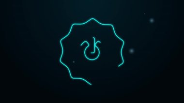 Parlayan neon hattı güç simgesi siyah arkaplanda izole edildi. Başlat işareti. 4K Video hareketli grafik canlandırması