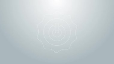 Mavi çizgi güç simgesi gri arkaplanda izole edildi. Başlat işareti. 4K Video hareketli grafik canlandırması