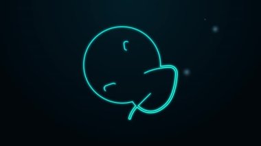 Parlayan neon hattı Dünya küresi ve yaprak ikonu siyah arka planda izole edildi. Dünya ya da Dünya işareti. Geometrik şekiller. Çevresel konsept. 4K Video hareketli grafik canlandırması