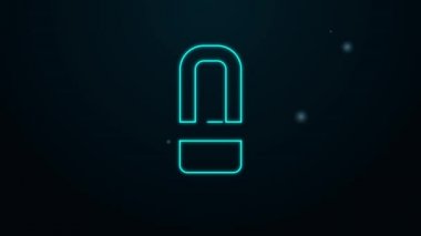 Parlayan neon hattı LED ampul simgesi siyah arkaplanda izole edildi. Ekonomik LED ışıklı ampul. Enerji lambasını sakla. 4K Video hareketli grafik canlandırması