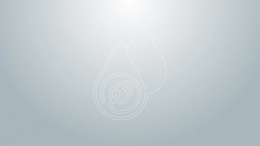 Mavi çizgi Su Enerji ikonu gri arkaplanda izole edildi. Su damlacıklarıyla ekoloji kavramı. Alternatif enerji kavramı. 4K Video hareketli grafik canlandırması
