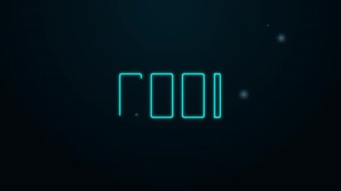 Parlayan neon hattı Batarya şarj seviyesi göstergesi simgesi siyah arkaplanda izole edildi. 4K Video hareketli grafik canlandırması