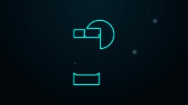 Siyah arka planda izole edilmiş limon ikonu olan parlak neon çizgili tekila camı. Meksika alkolü. 4K Video hareketli grafik canlandırması