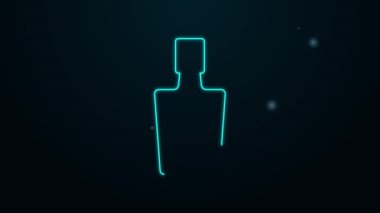 Parlayan neon hattı tekila şişesi simgesi siyah arka planda izole edildi. Meksika alkolü. 4K Video hareketli grafik canlandırması