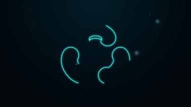 Parlayan neon hattı Beans simgesi siyah arkaplanda izole edildi. 4K Video hareketli grafik canlandırması