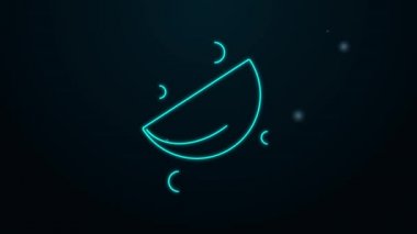 Parlayan neon çizgisi dilimlenmiş kireç simgesi siyah arkaplanda izole edilmiş. 4K Video hareketli grafik canlandırması