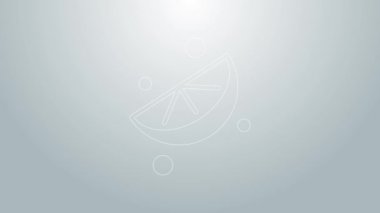 Mavi çizgi dilimlenmiş kireç ikonu gri arkaplanda izole edilmiş. 4K Video hareketli grafik canlandırması