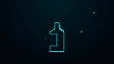 Parlayan neon hattı Tabasco sosu simgesi siyah arkaplanda izole edildi. Kırmızı biberli baharatlı biber sosu. 4K Video hareketli grafik canlandırması